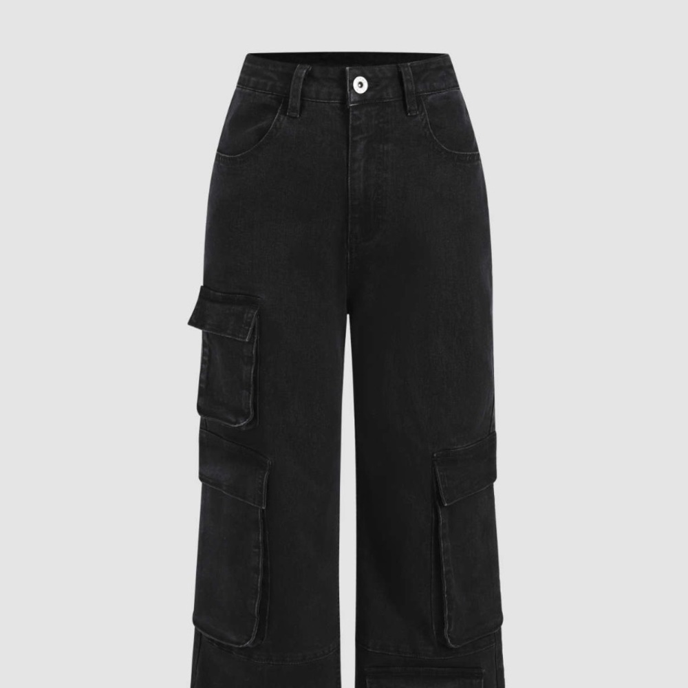 Denim black cargo pants